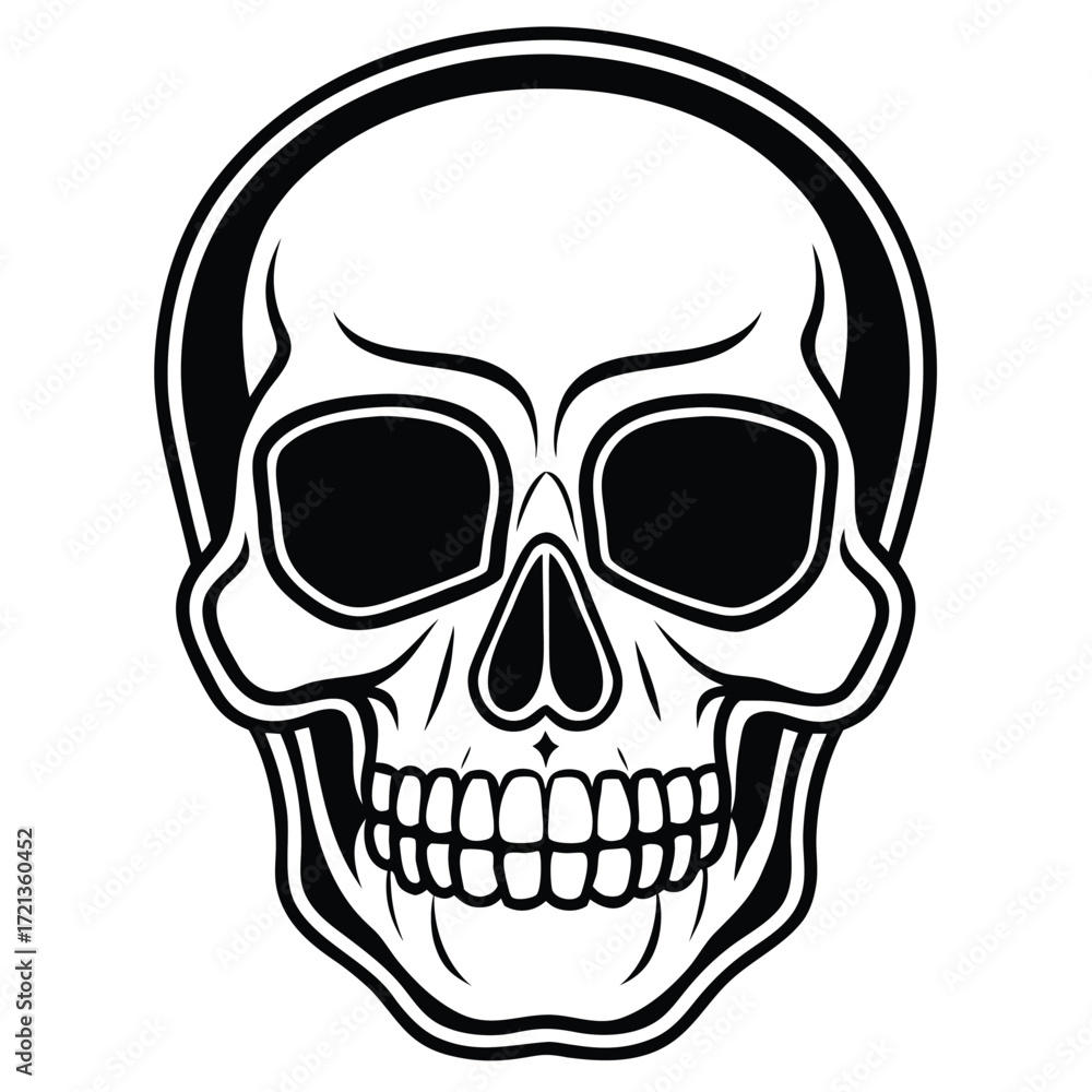 Obraz premium Detailed black and white illustration of a skull
