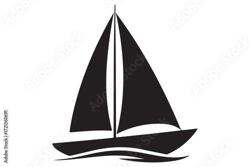 Sail boat logo silhouette vector design sailboat sailing ship outline minimal vector illustration
