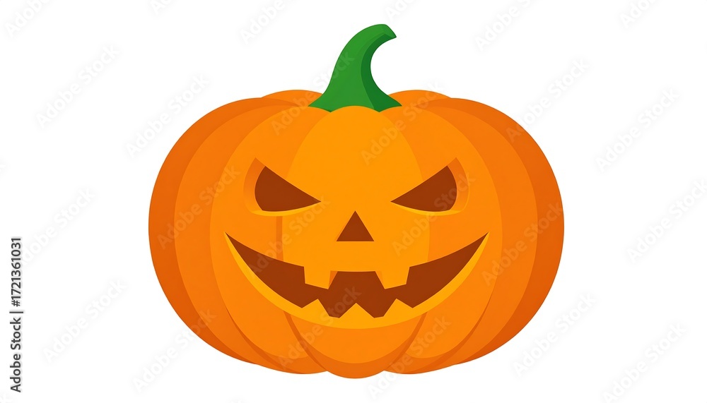Fototapeta premium Cartoon Halloween pumpkin with a scary face