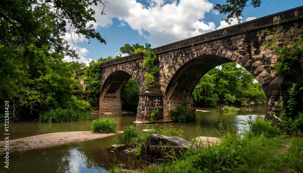 Fototapeta premium Stone arch bridge over a creek