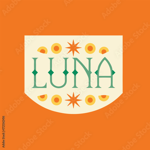 Luna logo design featuring a stylized crescent moon in soft blue and white colors on a dark background.