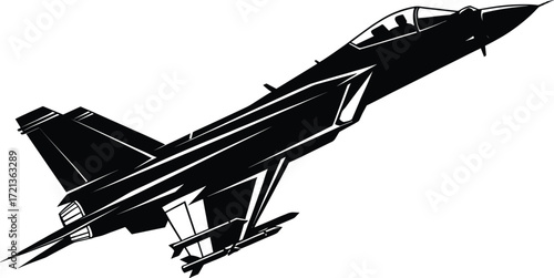 Modern fighter jet silhouette, military aircraft vector, aviation technology, air force plane, combat jet illustration, warplane graphic, defense concept art