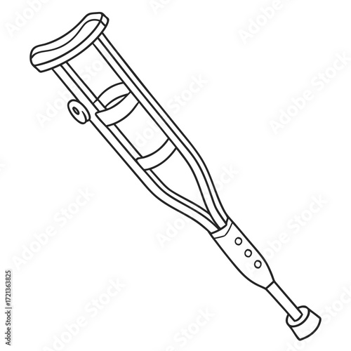 crutch isolated minimal line drawing