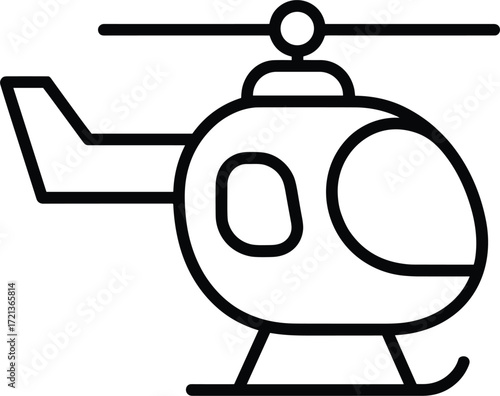 Simple Outline Icon of a Helicopter on a White Background aircraft aviation