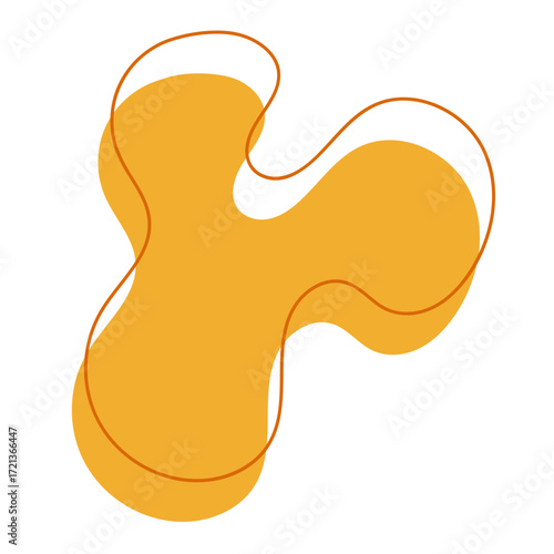 Abstract Yellow Blob with Brown Outline Modern Graphic Element.