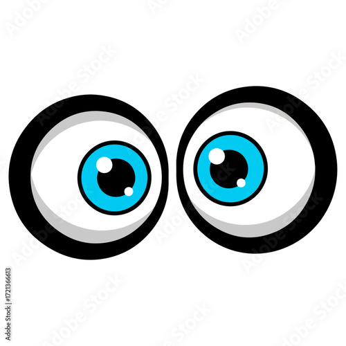 Cartoon eyes staring forward with a curious and focused expression.
