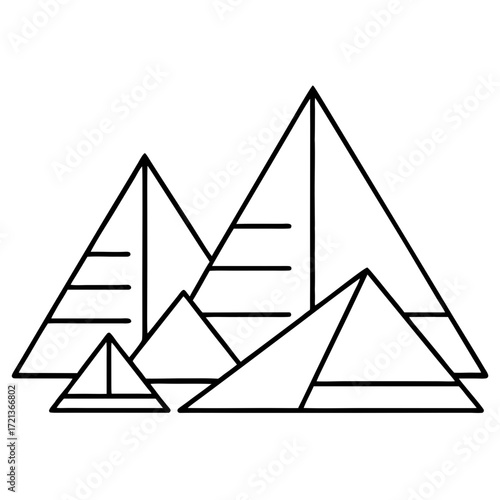 Giza pyramids outline drawing, minimalist style, vector design, copy space