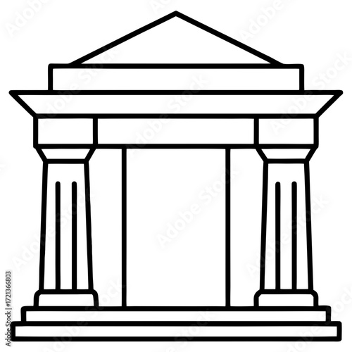 Ancient temple gate outline drawing, minimalist style, vector design, copy space