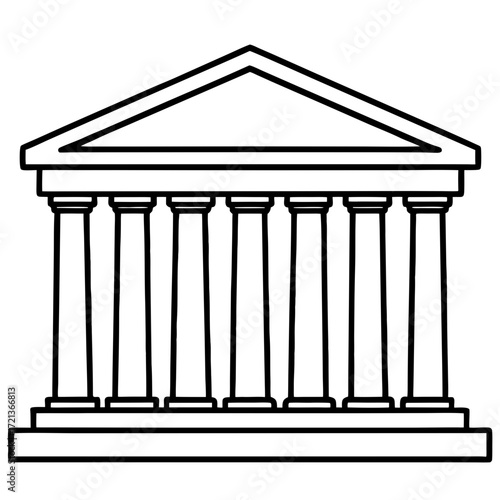 Parthenon outline drawing, minimalist style, vector design, copy space