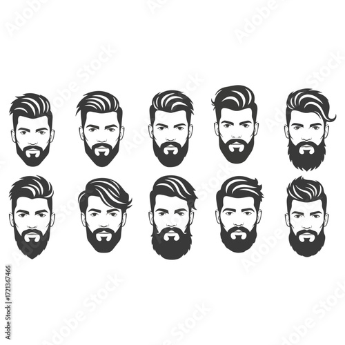 Beard Styles Collection - A Variety of Facial Hair Designs.