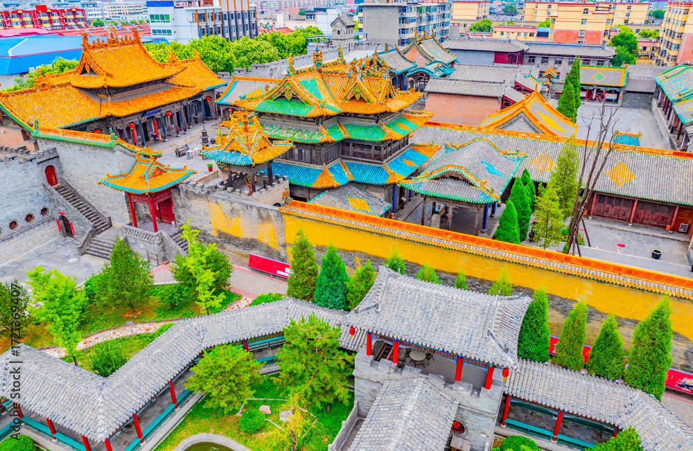 Obraz premium Houtu Temple Ancient Buildings, Jiexiu City, Jincheng, Shanxi Province