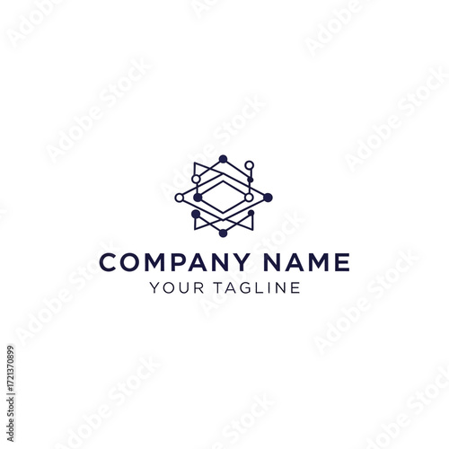 Abstract logo design featuring interconnected lines and shapes, suggesting technology and connection.