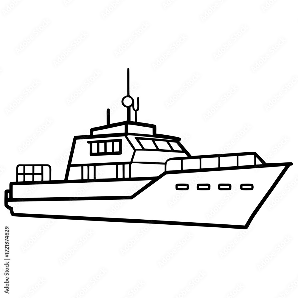 Fototapeta premium Military Patrol Boat Line Vector