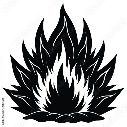 Illustration of a stylized fire with pointed flames