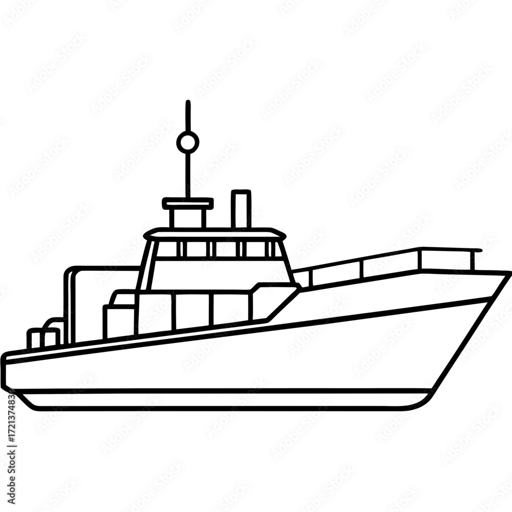 Obraz premium Military Patrol Boat Line Vector