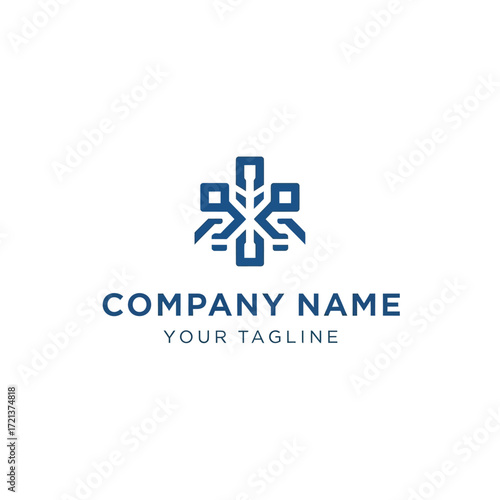 Modern logo design featuring a stylized cross with interconnected lines, suitable for a technology or healthcare company.