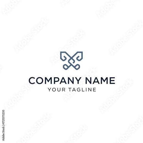 Elegant logo design featuring an abstract, symmetrical shape, perfect for a company or brand identity.