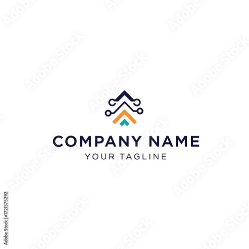 Free Download A modern abstract logo featuring upward-pointing arrows with circuit board elements, symbolizing growth and technology. - GFXLoad