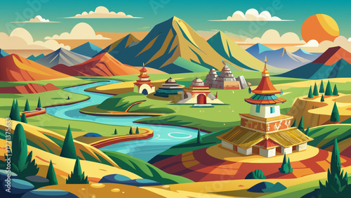 Orkhon Valley Cultural Landscape, Mongolia, spans sweeping grasslands with ancient monasteries, Turkic monuments, and traces of nomadic empires central to Eurasian steppe history.