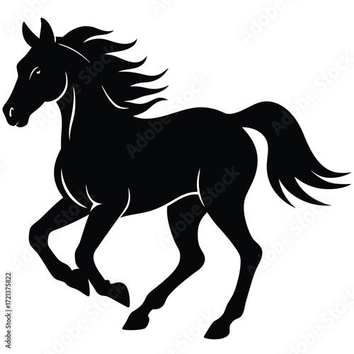 Black and white horse illustration