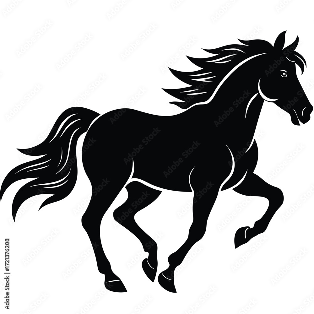 Obraz premium Dynamic horse silhouette, vector art illustration