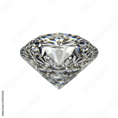 Brilliant Cut Diamond on White Background. Ai generation