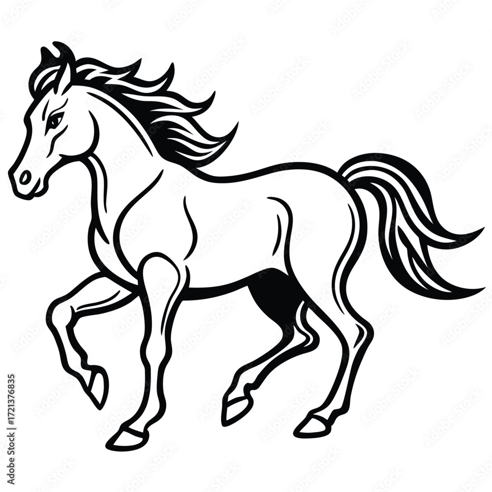 Obraz premium Elegant horse prancing gracefully in vector art