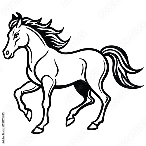 Elegant horse prancing gracefully in vector art