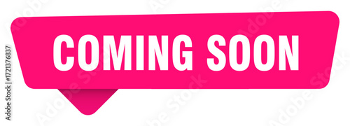 coming soon magenta sticker isolated on transpatent background. coming soon sign