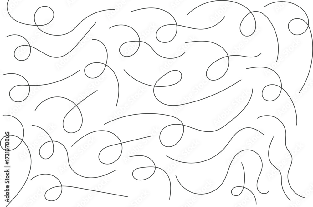 Fototapeta premium Hand drawn curve line. curved stroke set. Wavy outline elements