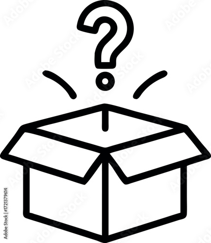 question box icon line vector design, Mystery box icon outline vector