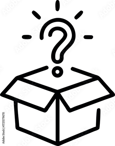 question box icon line vector design, Mystery box icon outline vector