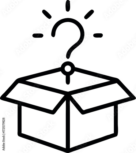 question box icon line vector design, Mystery box icon outline vector
