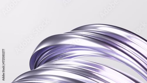 Abstract wave loop animation. 3D rendered background, flowing, fluid, twisted shapes with a metallic and iridescent texture. Smooth light gradient. Elegant live wallpaper and animated footage