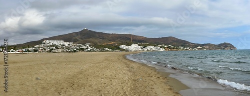 panoramic view of an empty beach of cabo negro, tetouan morocco in a sunny morning day