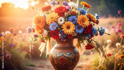 vase of beautiful flowers as background
