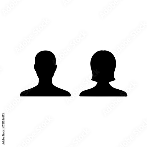 Black silhouettes representing a male and a female user profile figure