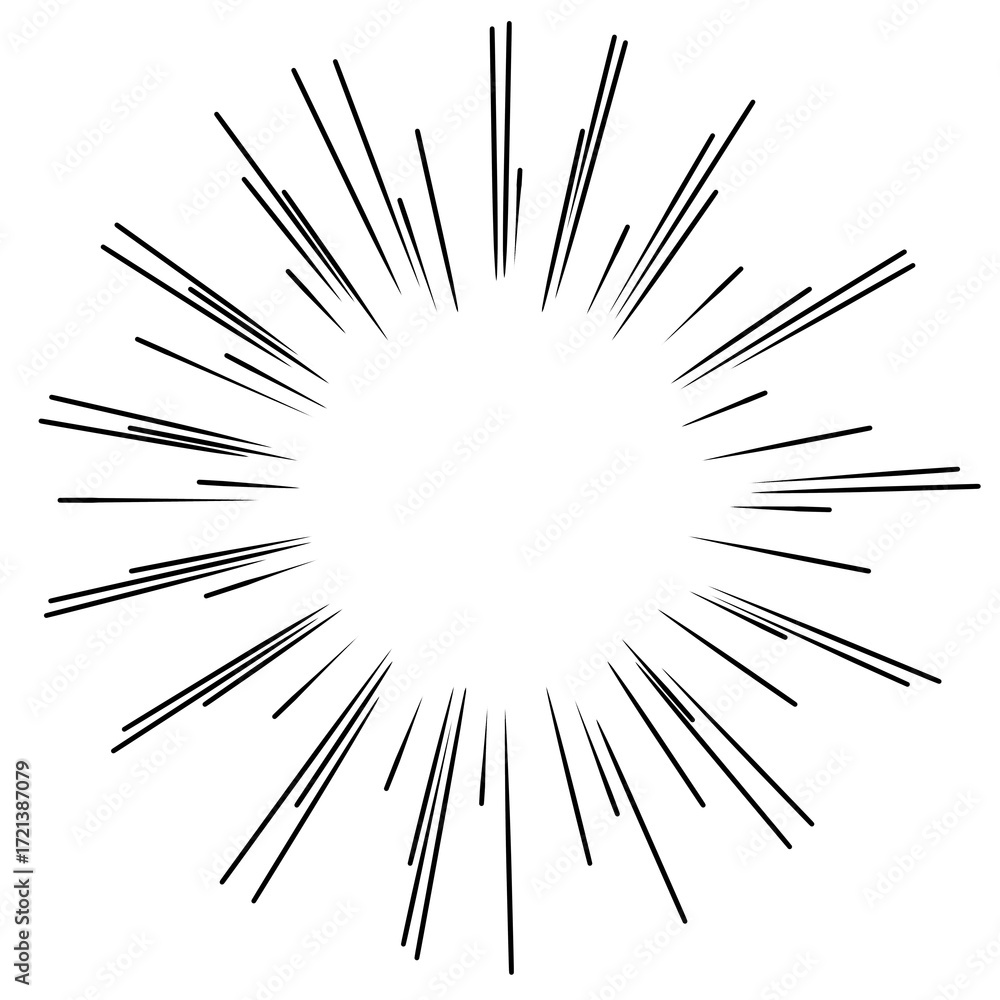 Obraz premium シンプルな集中線のイラスト素材 漫画技法 効果線 強調線 フレーム 吹き出し