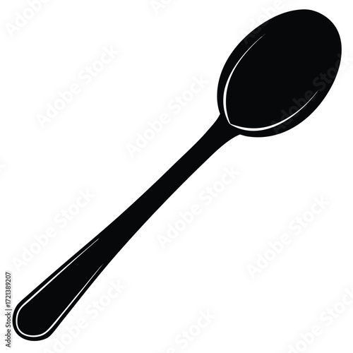 Black and white illustration of a spoon