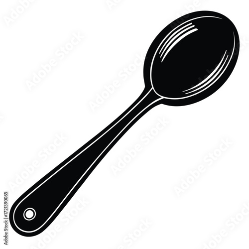 Black and white illustration of a spoon with a hole