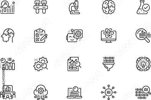 Modern Medical and Healthcare Line Icon Set for Hospital, Doctor, Nurse, Pharmacy, Telemedicine, and Digital Health Applications