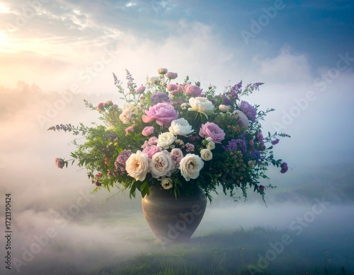 vase of beautiful flowers as background