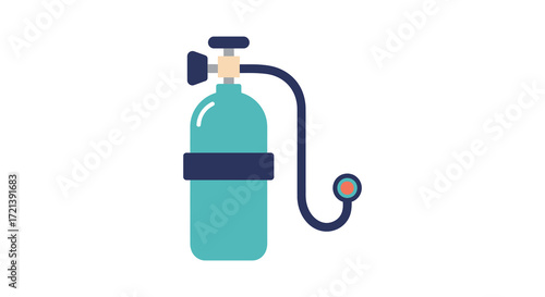 Flat style illustration of a scuba diving air tank and regulator