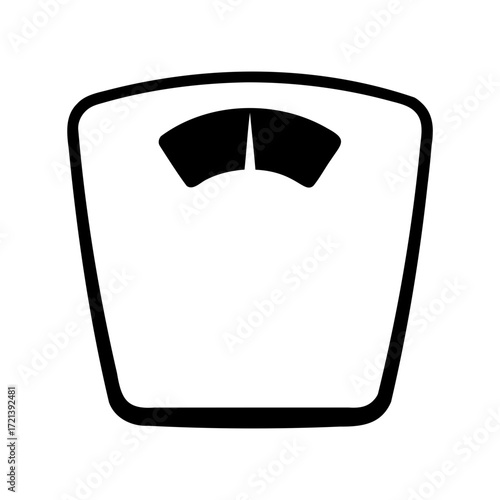 Classic black and white illustration of an analog bathroom scale for weighing