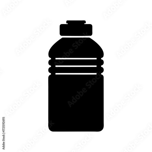 Black and White Water Bottle Silhouette Depicting Hydration and Reusable Container