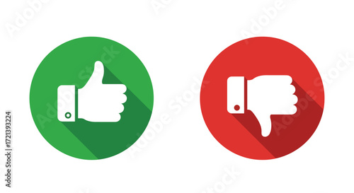 Two Circular Icons Thumbs Up and Thumbs Down Gestures.