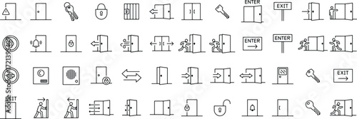 Door icon, Window vector drawing, Open door artwork, Glass window clipart, Home entry symbol, Architecture door design, Wooden door illustration, Window frame element, House entrance graphic, Room doo