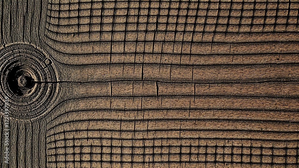 Fototapeta premium Close-up of weathered wood texture, accentuated by directional light and fine details.