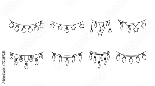 Collection of decorative hanging ornaments in a stylized silhouette