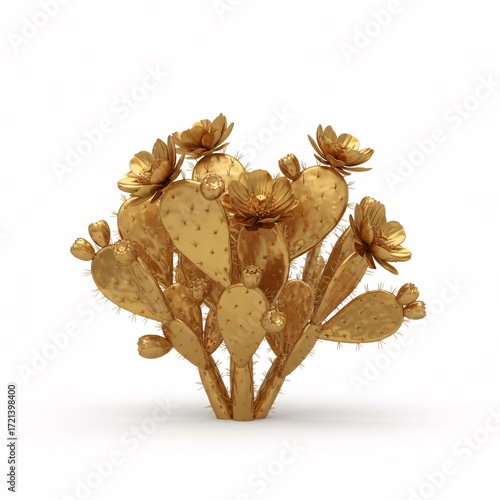 A golden prickly pear cactus with flowers
